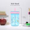 Contigo Leighton Kids Water Bottle, 2-Pack, 14oz, Spill-Proof, Blue Raspberry/Azalea & Butterlies/Llamas, Dishwasher Safe Tumbler with Straw(Blue Raspberry & Azalea)