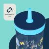 Contigo Leighton Kids Water Bottle, 2-Pack, 14oz, Spill-Proof, Blue Raspberry/Azalea & Butterlies/Llamas, Dishwasher Safe Tumbler with Straw(Blueberry & Jade)