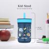 Contigo Leighton Kids Water Bottle, 2-Pack, 14oz, Spill-Proof, Blue Raspberry/Azalea & Butterlies/Llamas, Dishwasher Safe Tumbler with Straw(Blueberry & Jade)