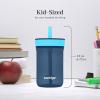 Contigo Leighton Kids Water Bottle, 2-Pack, 14oz, Spill-Proof, Blue Raspberry/Azalea & Butterlies/Llamas, Dishwasher Safe Tumbler with Straw(Blueberry/Blue Raspberry)