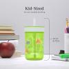 Contigo Leighton Kids Water Bottle, 2-Pack, 14oz, Spill-Proof, Blue Raspberry/Azalea & Butterlies/Llamas, Dishwasher Safe Tumbler with Straw(Cool Lime (Dogs GFX))
