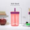 Contigo Leighton Kids Water Bottle, 2-Pack, 14oz, Spill-Proof, Blue Raspberry/Azalea & Butterlies/Llamas, Dishwasher Safe Tumbler with Straw(Coral/Grape)
