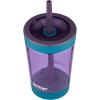 Contigo Leighton Kids Water Bottle, 2-Pack, 14oz, Spill-Proof, Blue Raspberry/Azalea & Butterlies/Llamas, Dishwasher Safe Tumbler with Straw(Eggplant)