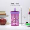 Contigo Leighton Kids Water Bottle, 2-Pack, 14oz, Spill-Proof, Blue Raspberry/Azalea & Butterlies/Llamas, Dishwasher Safe Tumbler with Straw(Grape (Tulips GFX))