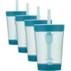 Contigo Leighton Kids Water Bottle, 2-Pack, 14oz, Spill-Proof, Blue Raspberry/Azalea & Butterlies/Llamas, Dishwasher Safe Tumbler with Straw(Honeydew)