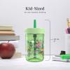 Contigo Leighton Kids Water Bottle, 2-Pack, 14oz, Spill-Proof, Blue Raspberry/Azalea & Butterlies/Llamas, Dishwasher Safe Tumbler with Straw(Paw Patrol Power Pups and Dino Treks)