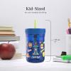 Contigo Leighton Kids Water Bottle, 2-Pack, 14oz, Spill-Proof, Blue Raspberry/Azalea & Butterlies/Llamas, Dishwasher Safe Tumbler with Straw(Paw Patrol Power Pups)