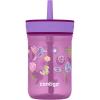 Contigo Leighton Kids Water Bottle, 2-Pack, 14oz, Spill-Proof, Blue Raspberry/Azalea & Butterlies/Llamas, Dishwasher Safe Tumbler with Straw(Grape (Tulips GFX))