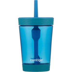 Contigo Leighton Kids Water Bottle, 2-Pack, 14oz, Spill-Proof, Blue Raspberry/Azalea & Butterlies/Llamas, Dishwasher Safe Tumbler with Straw(Gummy)