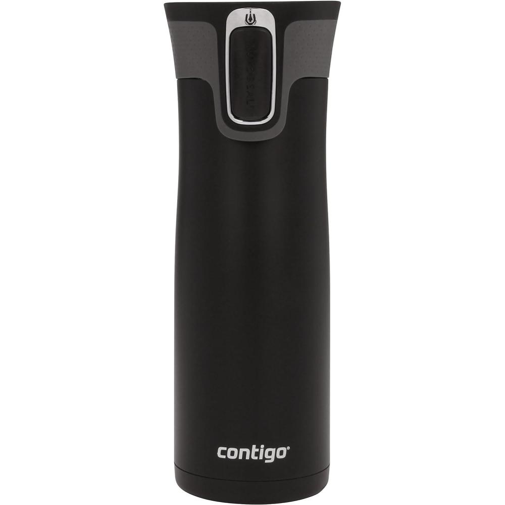 imageContigo West Loop Stainless Steel VacuumInsulated Travel Mug with SpillProof Lid Vervain Midnight Berry 16 Ounces 2PackMatte Black
