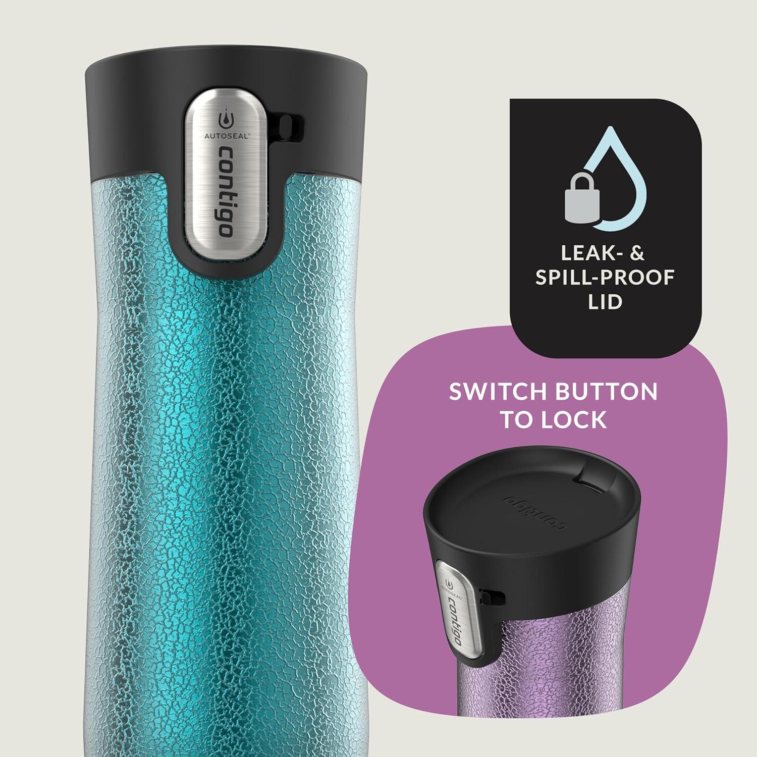 imageContigo AUTOSEAL West Loop VacuumInsulated Stainless Steel Travel Mug with EasyClean Lid 16oz 2 Pack Spirulina Stainless SteelCrystal Pansy Crystal Juniper
