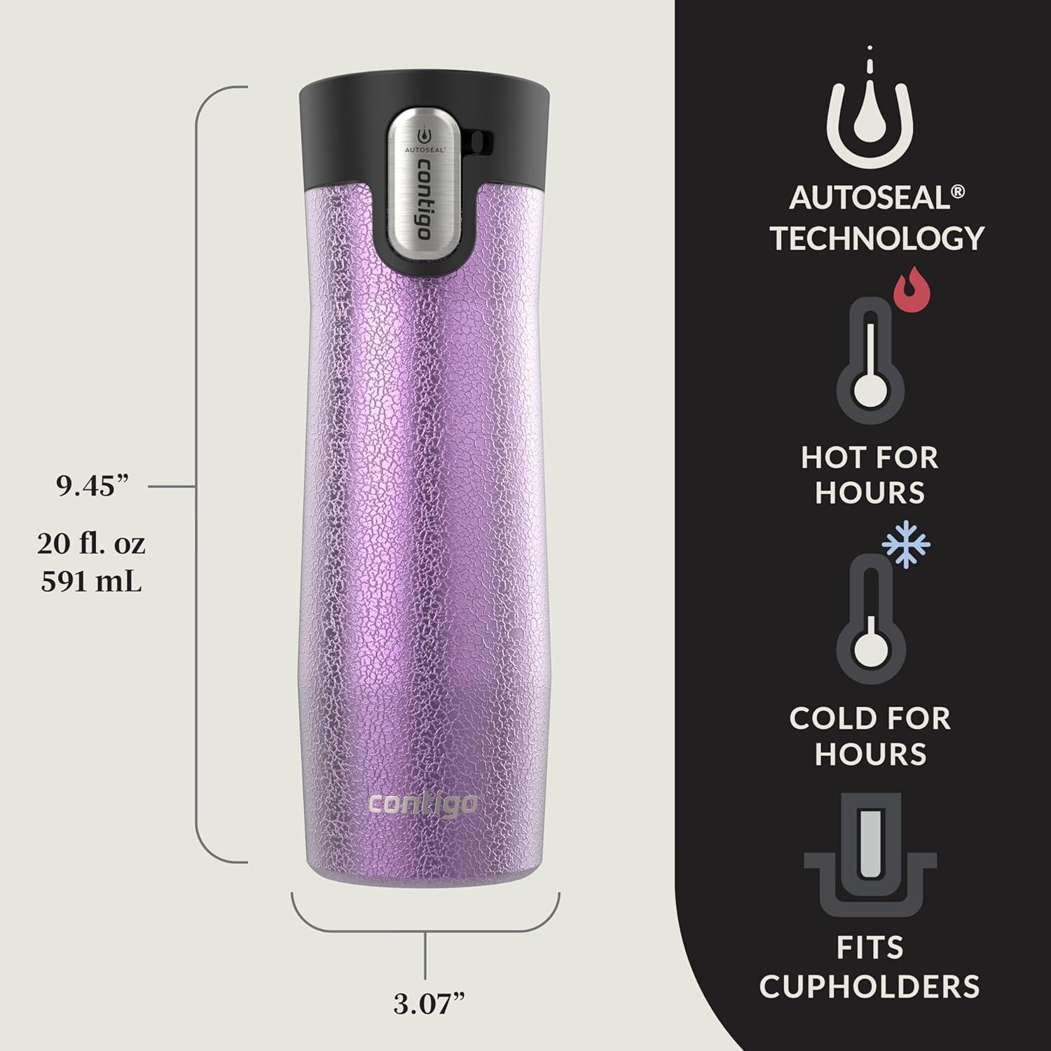 imageContigo AUTOSEAL West Loop VacuumInsulated Stainless Steel Travel Mug with EasyClean Lid 16oz 2 Pack Spirulina Stainless SteelCrystal Pansy Crystal Juniper