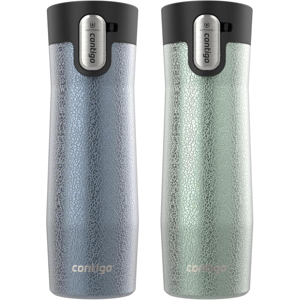 imageContigo AUTOSEAL West Loop VacuumInsulated Stainless Steel Travel Mug with EasyClean Lid 16oz 2 Pack Spirulina Stainless SteelCrystal Lakeside Crystal Agave