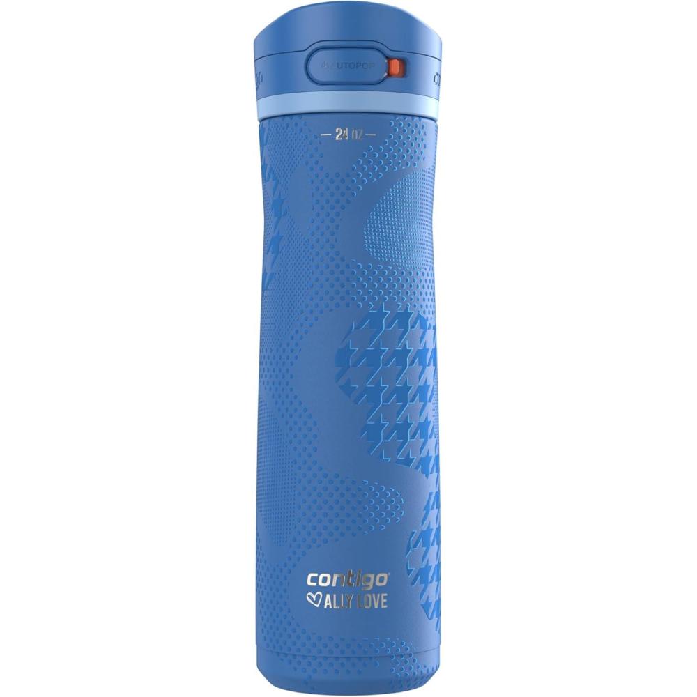 imageContigo x Ally Love Jackson Chill 20 Stainless Steel Spill Proof Water Bottle with AutoPop Lid BPA Free 24oz OatmilkStellar Jay