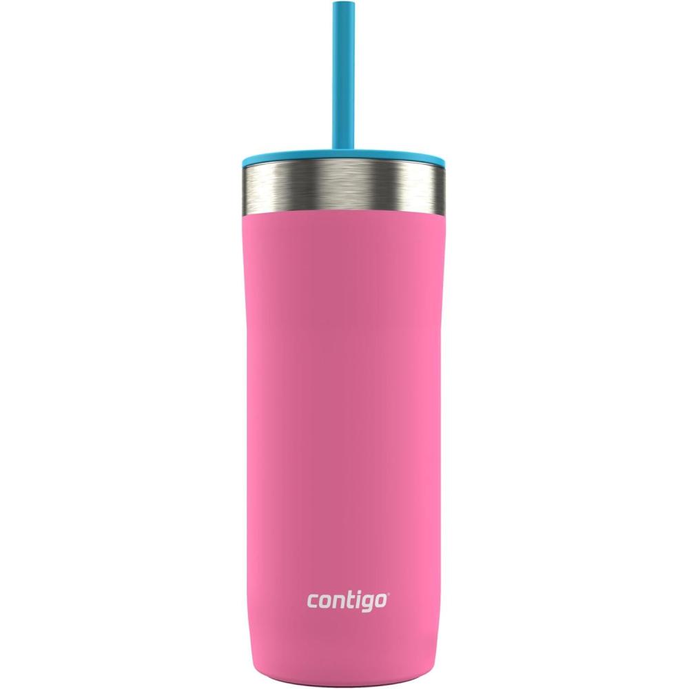 imageContigo x Ally Love Streeterville Stainless Steel Tumbler with Straw Easy Clean Lid Leak Proof BPA Free 24oz OatmilkAzalea