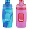 Bubba Flo Kids Water Bottle with Silicone Sleeve, 16oz., Watermelon and Wild Berry(Pool Blue Wash & Mixed Berry)