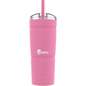 Bubba Envy Stainless Steel Tumbler with Straw, Stainless Steel with Clear Lid, 24oz(Azalea)