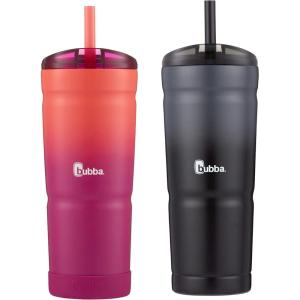 Bubba Envy Stainless Steel Tumbler with Straw, Stainless Steel with Clear Lid, 24oz(Pink Sorbet & Licorice)
