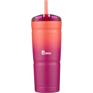 Bubba Envy Stainless Steel Tumbler with Straw, Stainless Steel with Clear Lid, 24oz(Pink Sorbet)