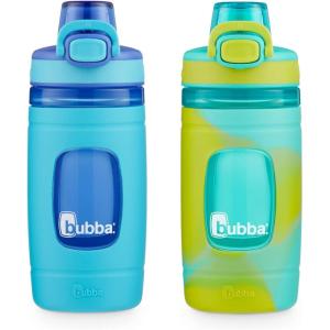 Bubba Flo Kids Water Bottle with Silicone Sleeve, 16oz., Watermelon and Wild Berry(Island Teal Wash & Pool Blue)