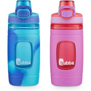 Bubba Flo Kids Water Bottle with Silicone Sleeve, 16oz., Watermelon and Wild Berry(Pool Blue Wash & Mixed Berry)