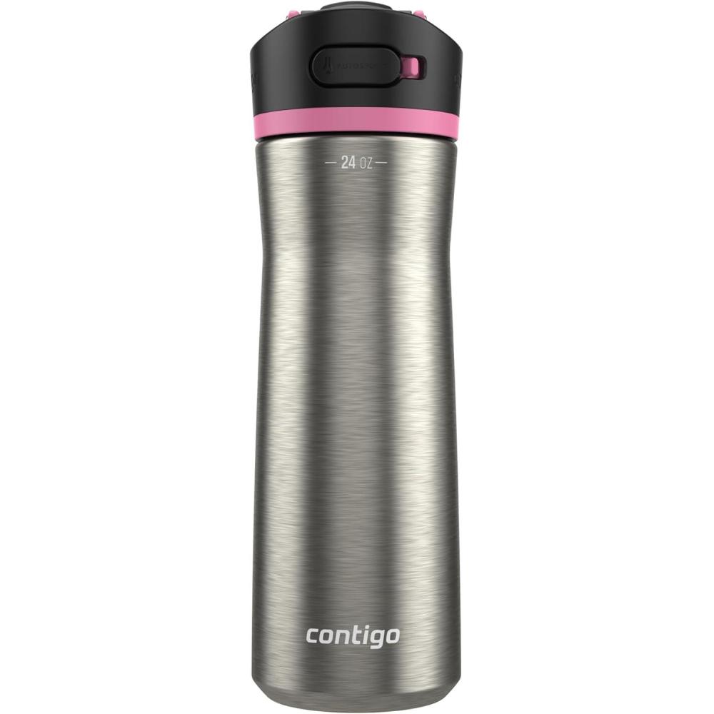 imageContigo Ashland Chill 20 Water Bottle 24 oz 2Pack Glacier Stainless steel wLicoriceStainless Steel Azalea