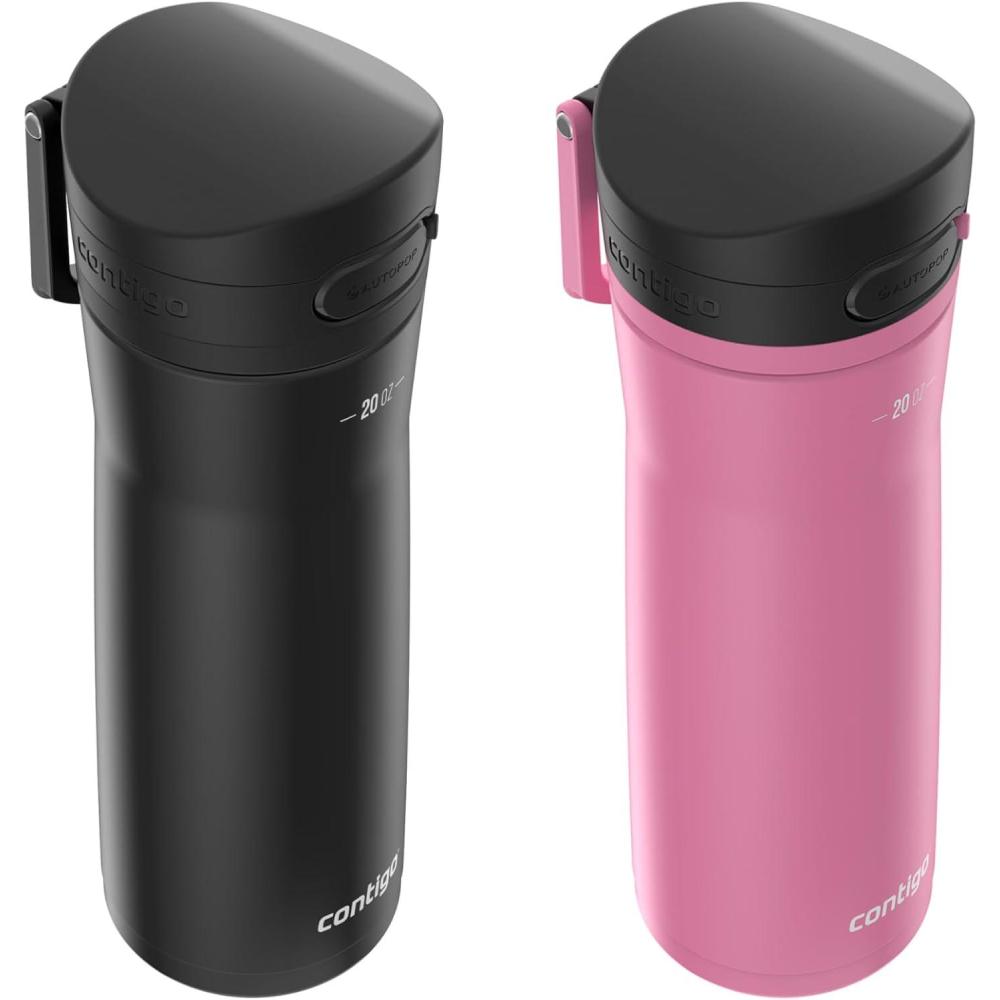 imageContigo Jackson Chill 20 Stainless Steel Water Bottle with AUTOPOP Lid 20oz SteelDragonfruitLicorice Pansy