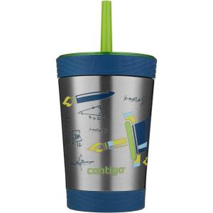 Contigo Kids Spill-Proof Tumbler with Straw & Leak-Proof Lid, 12oz Vacuum-Insulated Stainless Steel Water Bottle for Kids, Dishwasher Safe & Fits Most Cup Holders, Tumbler for School, Home, Travel(Granny Smith Rocket)