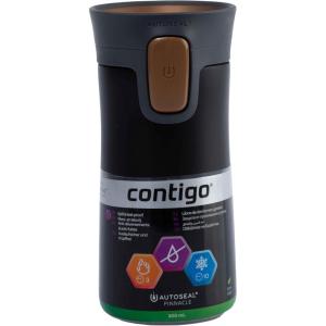Contigo Pinnacle Vacuum-Insulated Stainless Steel Travel Mug with Spill-Proof Lid, Reusable Coffee Cup or Water Bottle with Leak-Proof Lid, Keeps Drinks Hot or Cold for Hours, 14oz White Marble(Matte Black/Brond Lid)