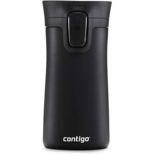 Contigo Pinnacle Vacuum-Insulated Stainless Steel Travel Mug with Spill-Proof Lid, Reusable Coffee Cup or Water Bottle with Leak-Proof Lid, Keeps Drinks Hot or Cold for Hours, 14oz White Marble(Black)