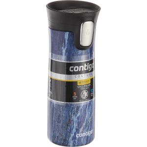 Contigo Pinnacle Vacuum-Insulated Stainless Steel Travel Mug with Spill-Proof Lid, Reusable Coffee Cup or Water Bottle with Leak-Proof Lid, Keeps Drinks Hot or Cold for Hours, 14oz White Marble(Blue Slate)
