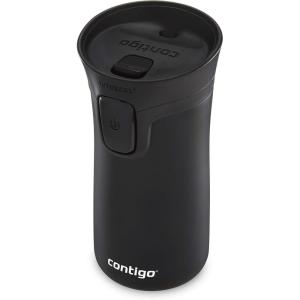 Contigo Pinnacle Vacuum-Insulated Stainless Steel Travel Mug with Spill-Proof Lid, Reusable Coffee Cup or Water Bottle with Leak-Proof Lid, Keeps Drinks Hot or Cold for Hours, 14oz White Marble(Matte Black)
