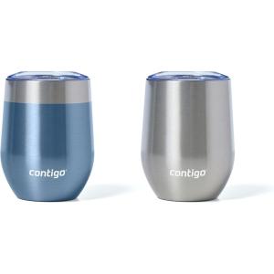 Contigo River North Stainless Steel Wine Tumbler with Spill-Proof Lid, Leak-Proof 12oz Reusable Wine Glass, Dishwasher Safe & Keeps Drinks Hot or Cold for Hours, Sunbeam Gold(16 Ounces)